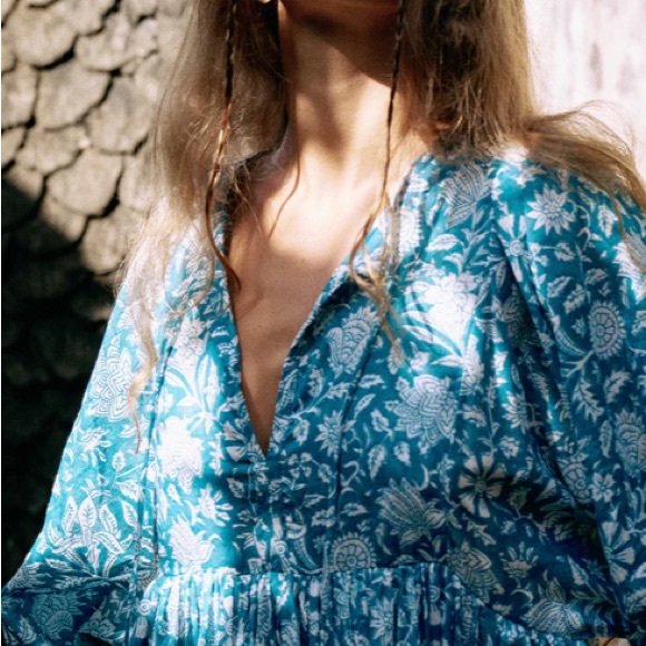 Daughters of India Kyra Midi Dress in Ocean Blue - Picture 3 of 6